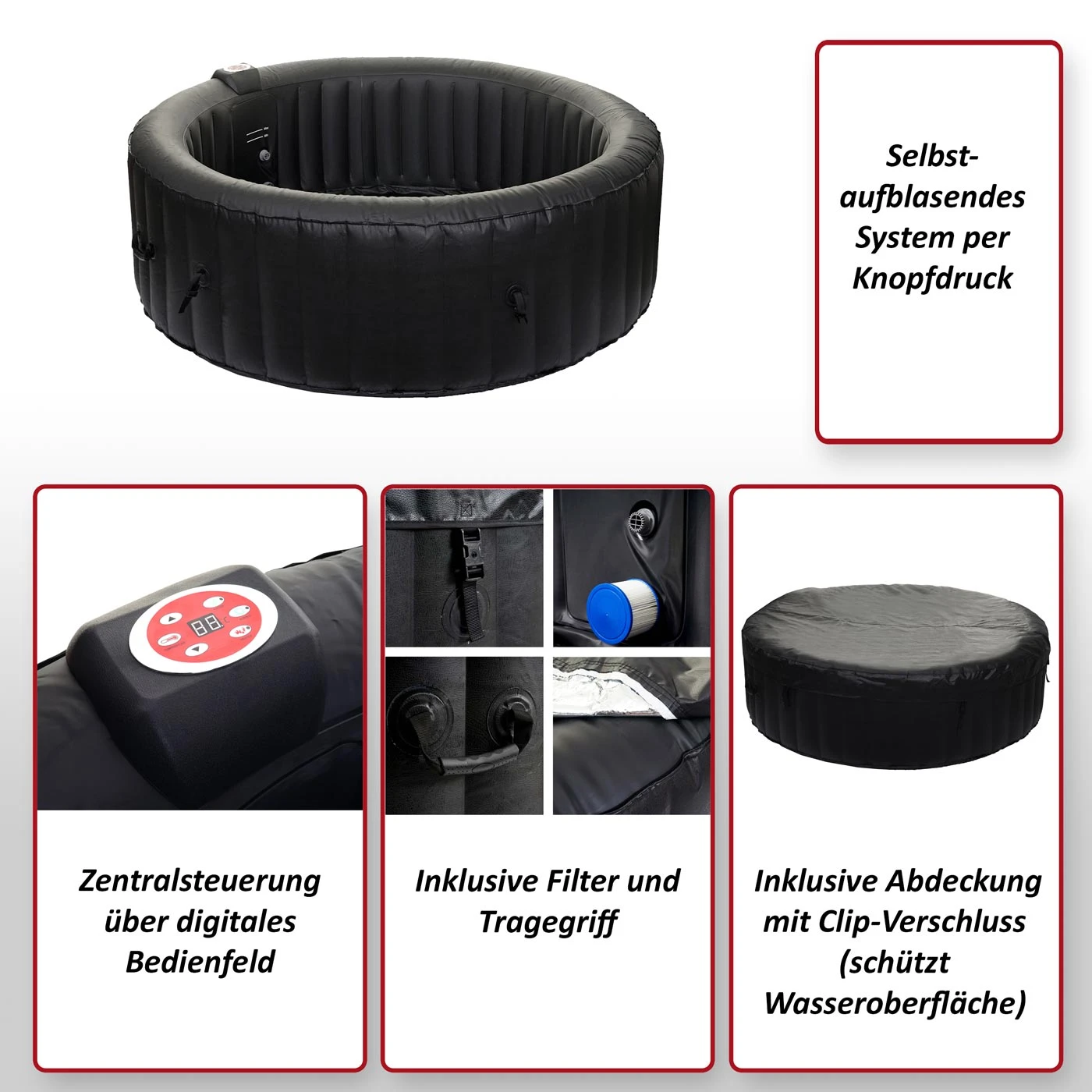 Whirlpool MCW-E32, 6 Personen In-/Outdoor Heizbar Aufblasbar Ø 208cm FI-Schalter - Image 2