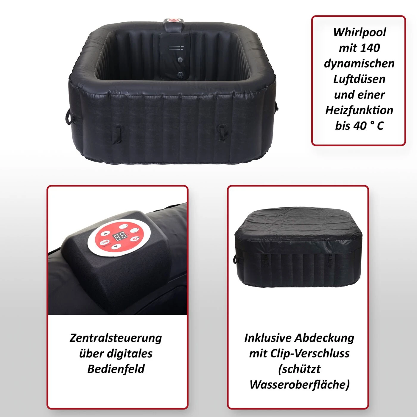 Whirlpool MCW-E32, 4 Personen In-/Outdoor Heizbar Aufblasbar 150x150cm FI-Schalter - Image 2