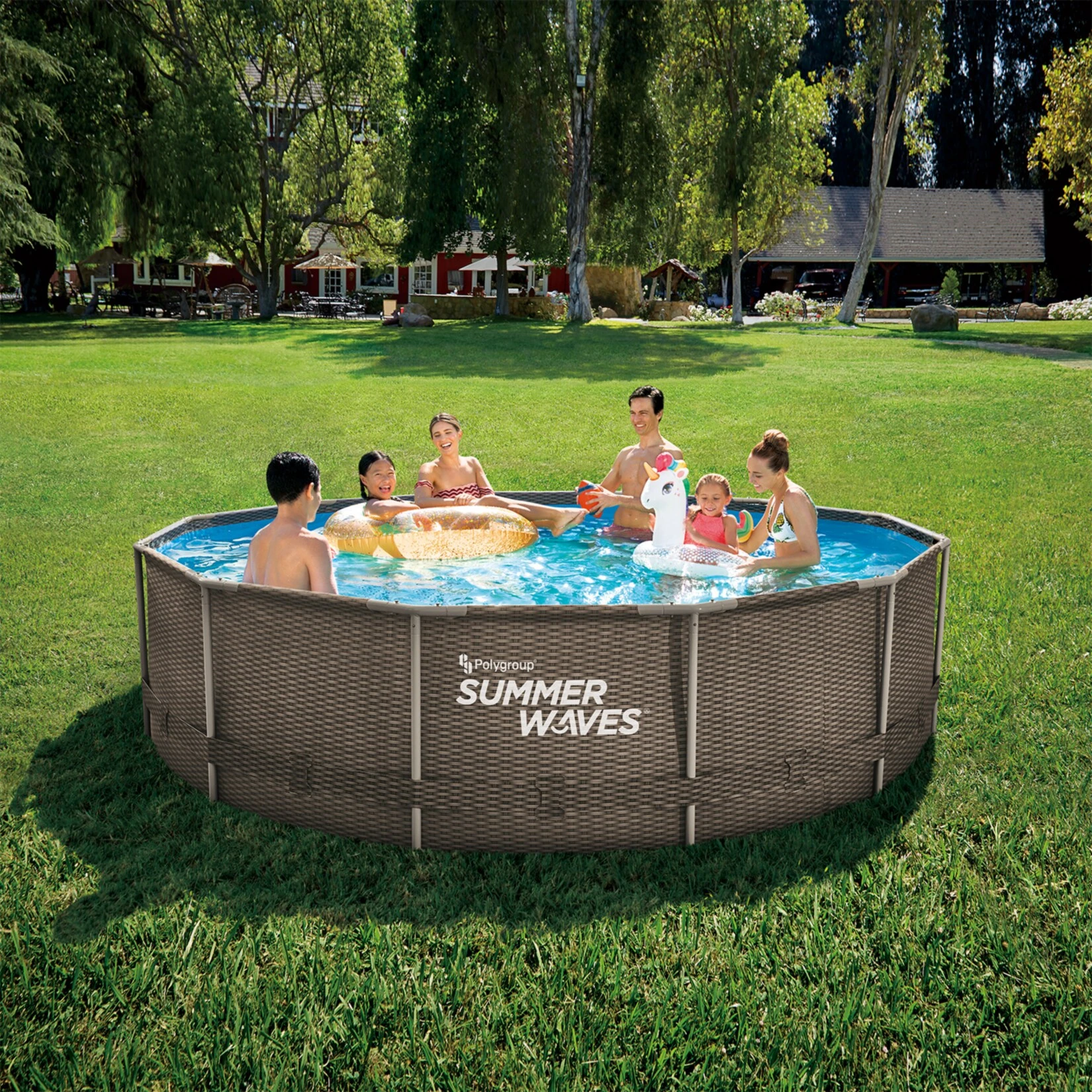 Summer Waves Active Frame Ø366x91 Cm Rattan Braun - Image 3