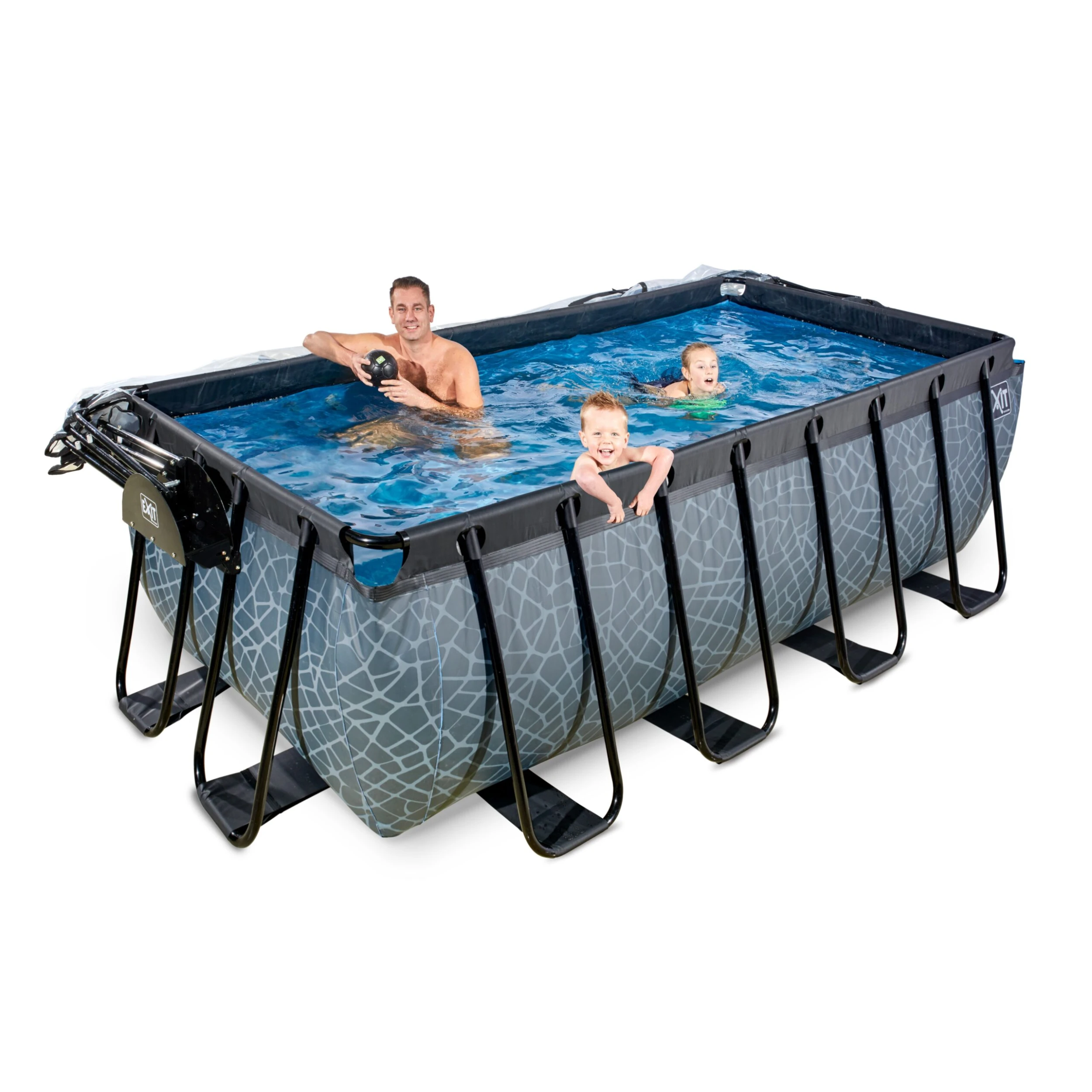 EXIT Frame Pool 400x200x122cm Mit Sandfilterpumpe Und Abdeckung, Versch. Ausführungen - Image 6