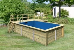 Karibu | Rechteckiger Massivholz Pool 350 X 530 Cm | Set Mit 2 Sonnenterrassen Inkl. Holzpool