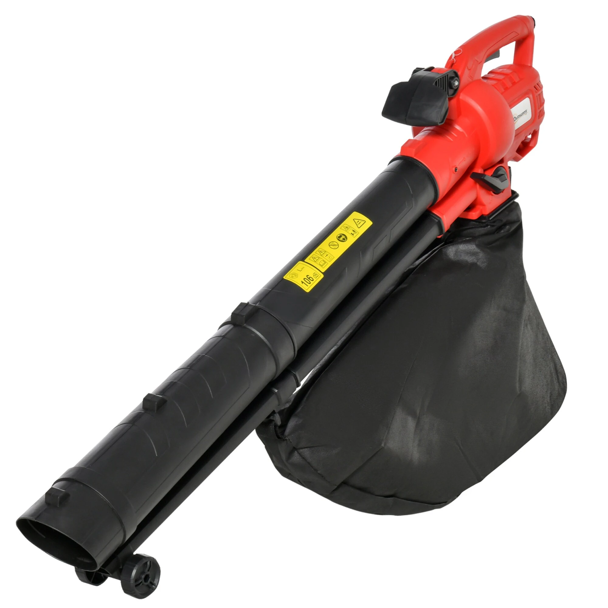 Outsunny Laubgebläse 3000 W Starkes Laubgebläse, 3-in-1 Funktion, 45-Liter-Fangsack Rot 118 X 17 X 29 Cm (LxBxH) | Vakuumgebläse Laubbläser Blätter Abfall - Image 4