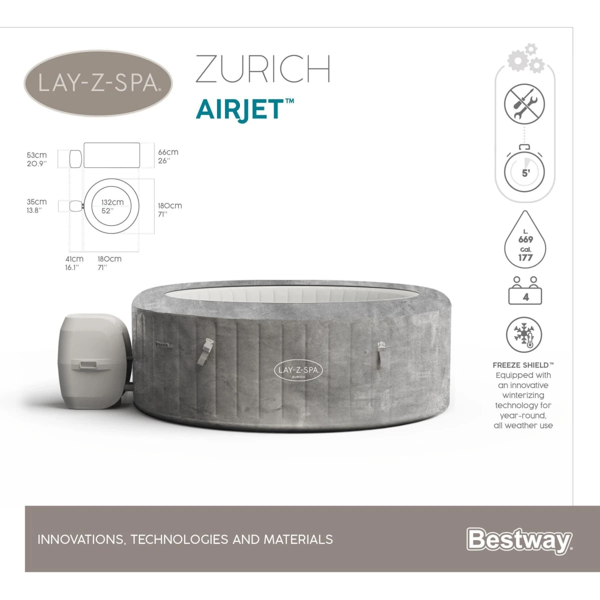 Eco-Whirlpool 60065 LAY-Z-SPA® Zürich AirJetPro™ - Image 2