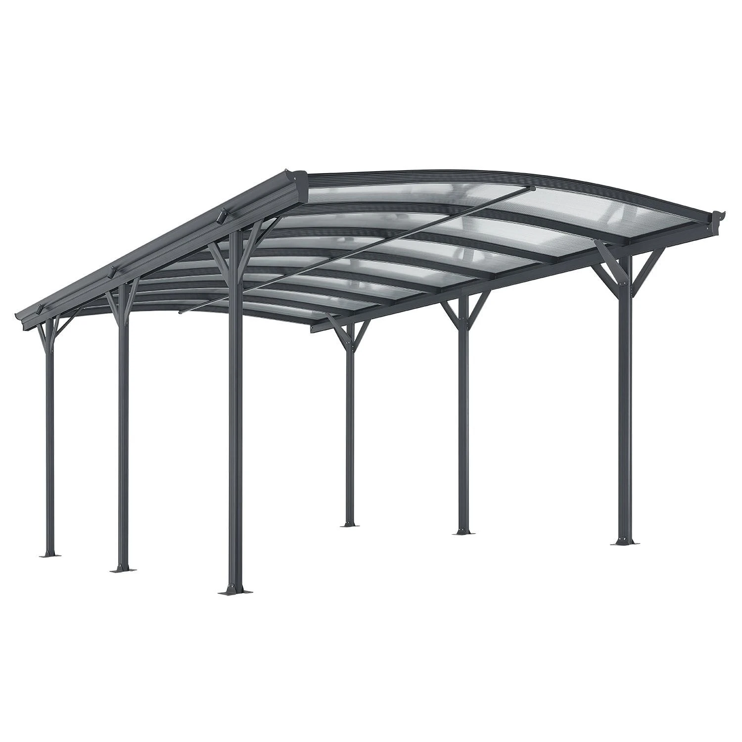 Juskys Carport Mit Bogendach 5x3 M – Freistehende Überdachung Aus Aluminium Mit Doppelstegplatten