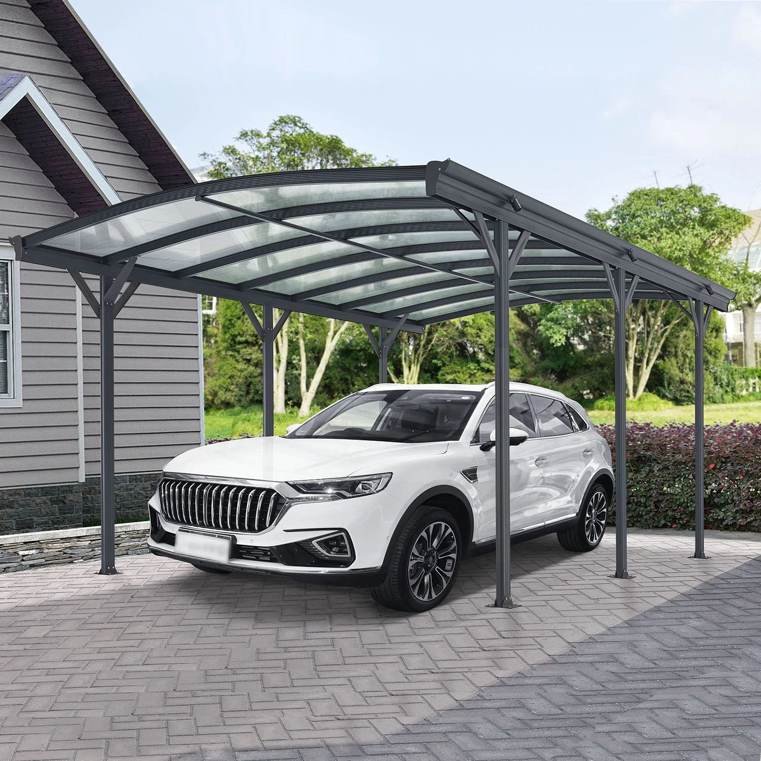 Juskys Carport Mit Bogendach 5x3 M – Freistehende Überdachung Aus Aluminium Mit Doppelstegplatten - Image 2