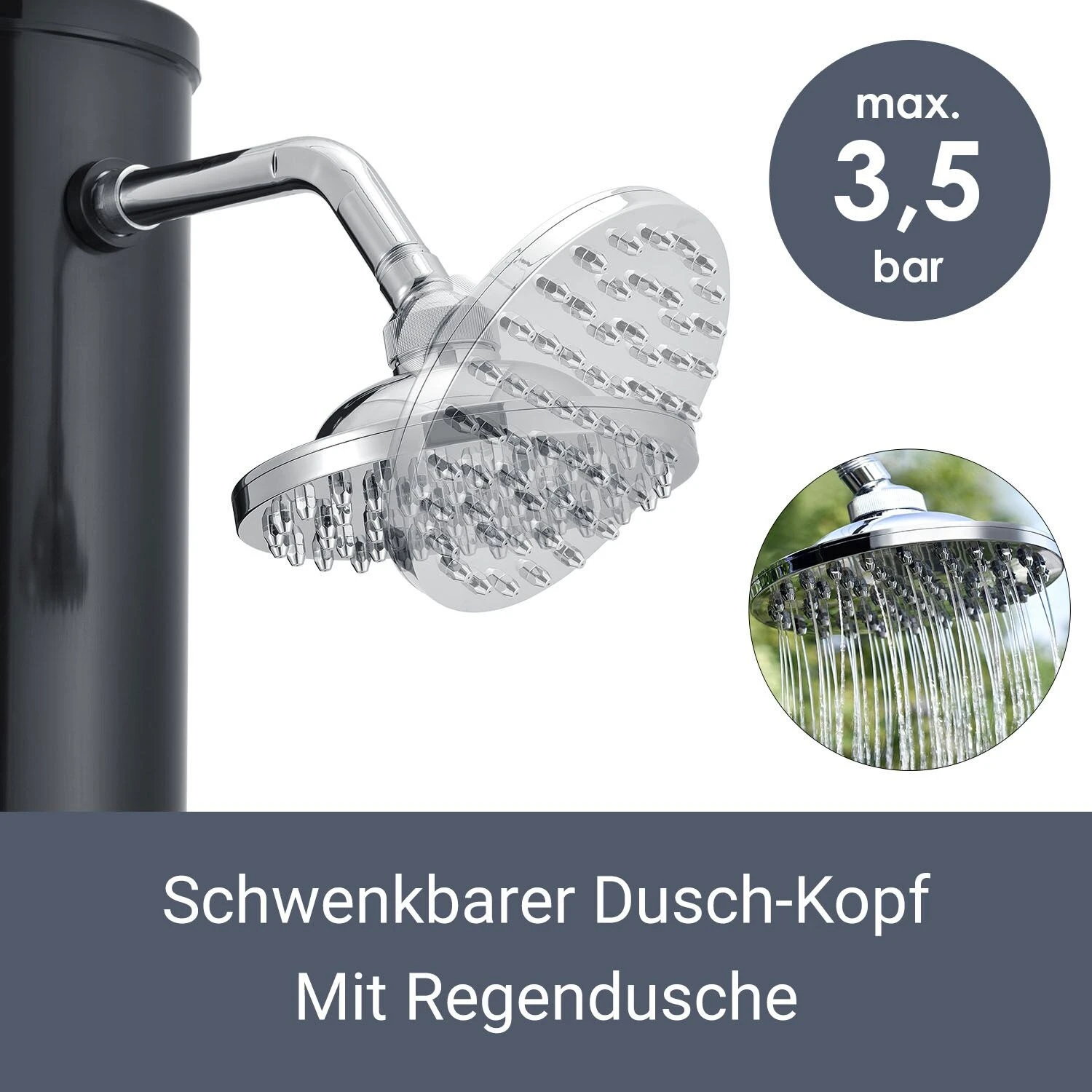 Juskys Solardusche Victoria 20 L – Gartendusche Mit Regendusche – Schwarz - Image 3