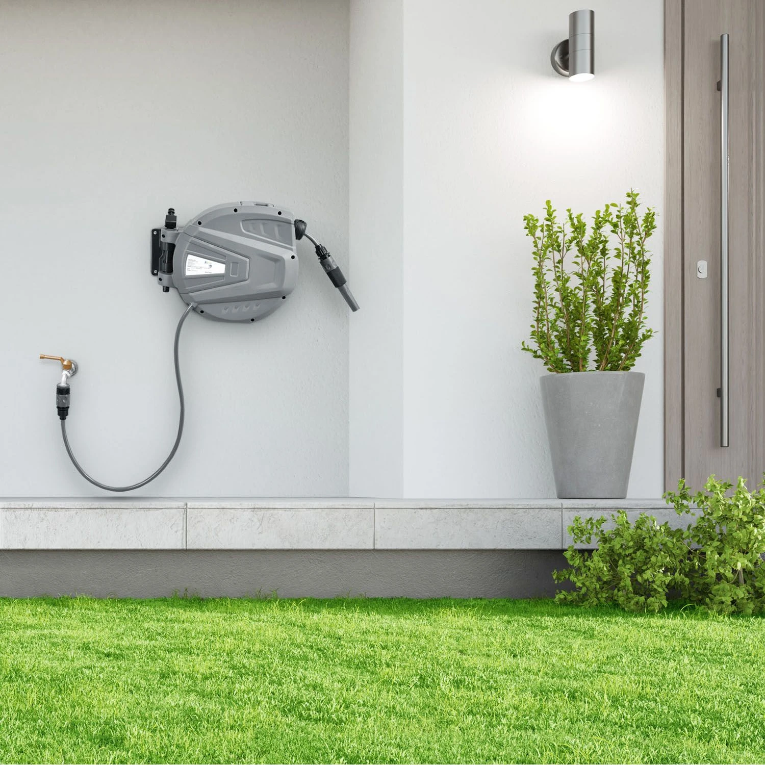 Juskys Schlauchtrommel Flowwater 10 M – Schlauchbox Mit Flexibler Wandhalterung & Aufrollautomatik - Image 2