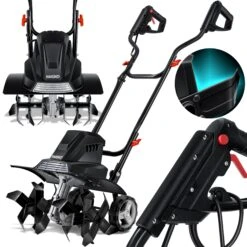 MASKO® Elektrische Motorhacke 1500 Watt | 40cm Arbeitsbreite 20cm Arbeitstiefe | Bodenhacke | Ackerfräse Kultivator Gartenfräse | Elektro Hacke | Klappbarer Handgriff | Metallgehäuse | Transporträder