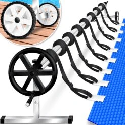 KESSER® Pool Aufroller Premium Aufrollsystem 3m - 5,70m | Mit Rädern | Für Solarplane | Mobiles Aufrollvorrichtung Für Poolplane & Abdeckung | Inkl. Bänder | Witterungsbeständiges Material