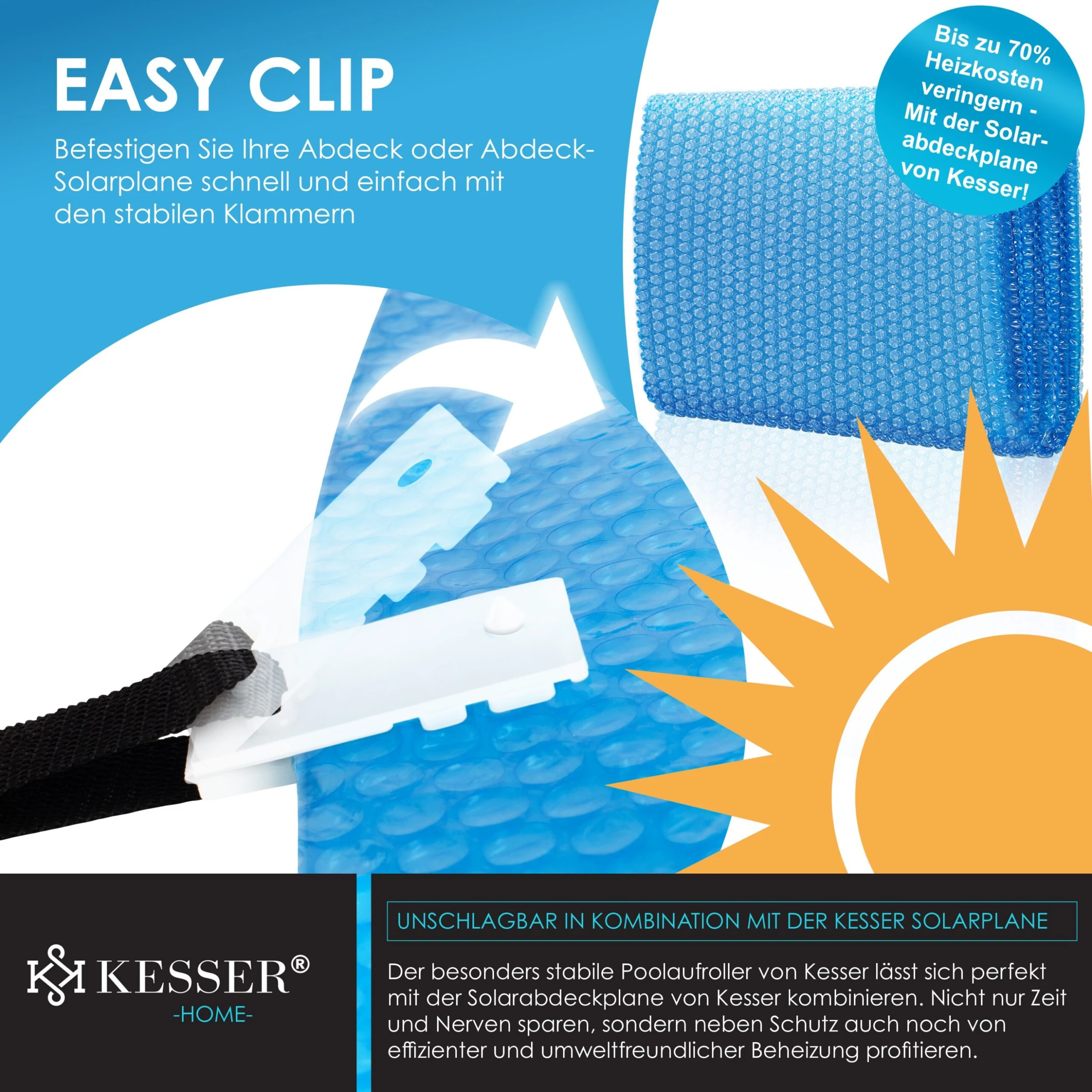 KESSER® Pool Aufroller Premium Aufrollsystem 3m - 5,70m | Mit Rädern | Für Solarplane | Mobiles Aufrollvorrichtung Für Poolplane & Abdeckung | Inkl. Bänder | Witterungsbeständiges Material - Image 5