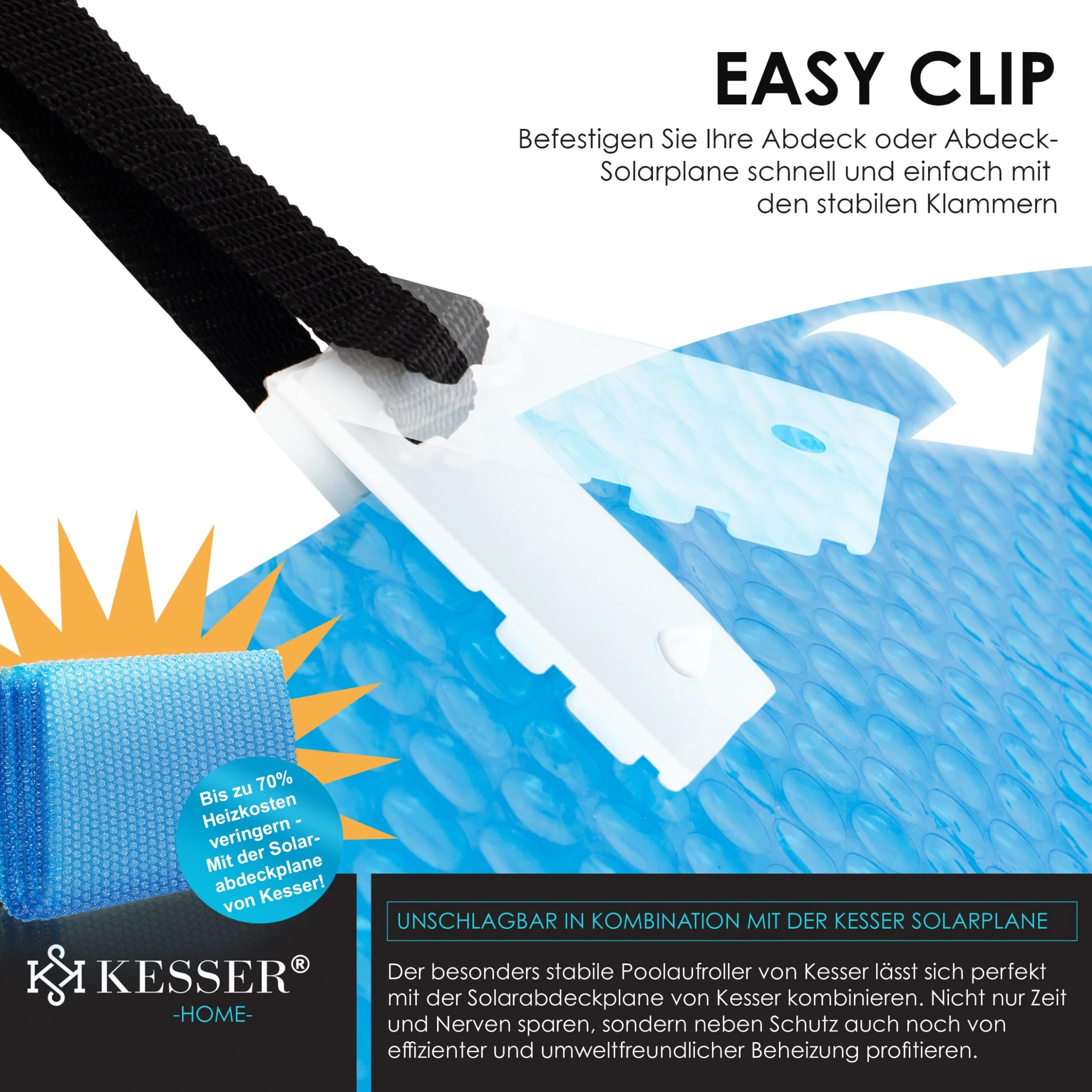 KESSER® Pool Aufroller Premium Aufrollsystem 3m - 5,70m | Mit Rädern | Für Solarplane | Mobiles Aufrollvorrichtung Für Poolplane & Abdeckung | Inkl. Bänder | Witterungsbeständiges Material - Image 6